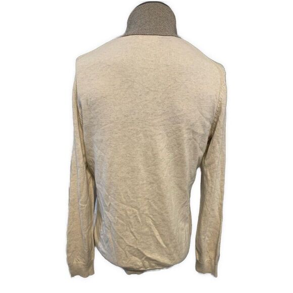 Tasso Elba Mens Gray White Supima Cotton Long Sleeve Sweater Large - Picture 2 of 5